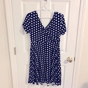 Kaileigh Navy and White Polka Dot Maternity Nursing Knit Dress